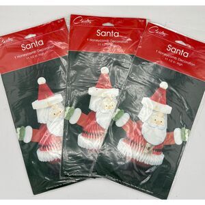 NOS Carleton Cards Honeycomb Santa LOT of 3